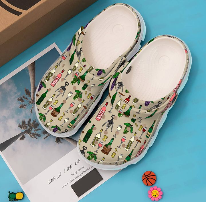 Wine Pattern Crocs Clog Shoes