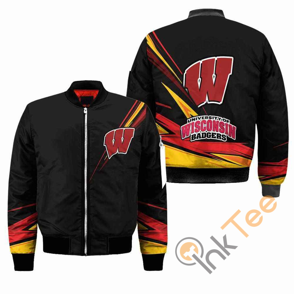 Wisconsin Badgers NCAA Black Apparel Best Christmas Gift For Fans Bomber Jacket