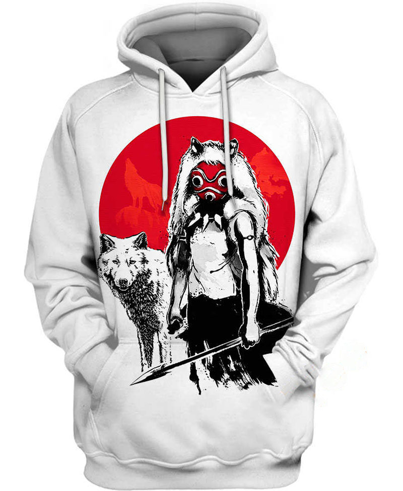 Wolf Girl Sumi-e Hoodie 3D