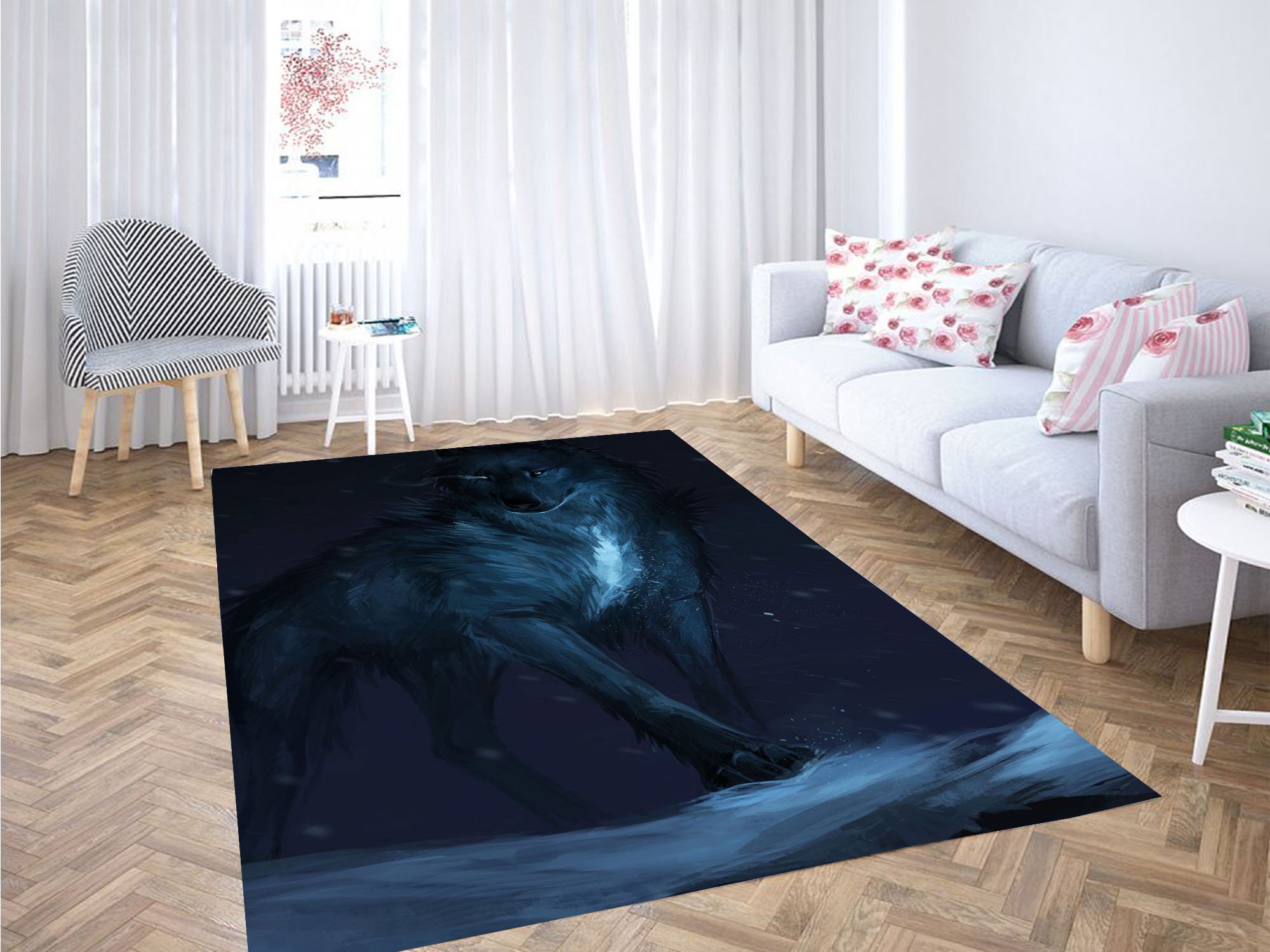 Wolf In The Dark Carpet Rug