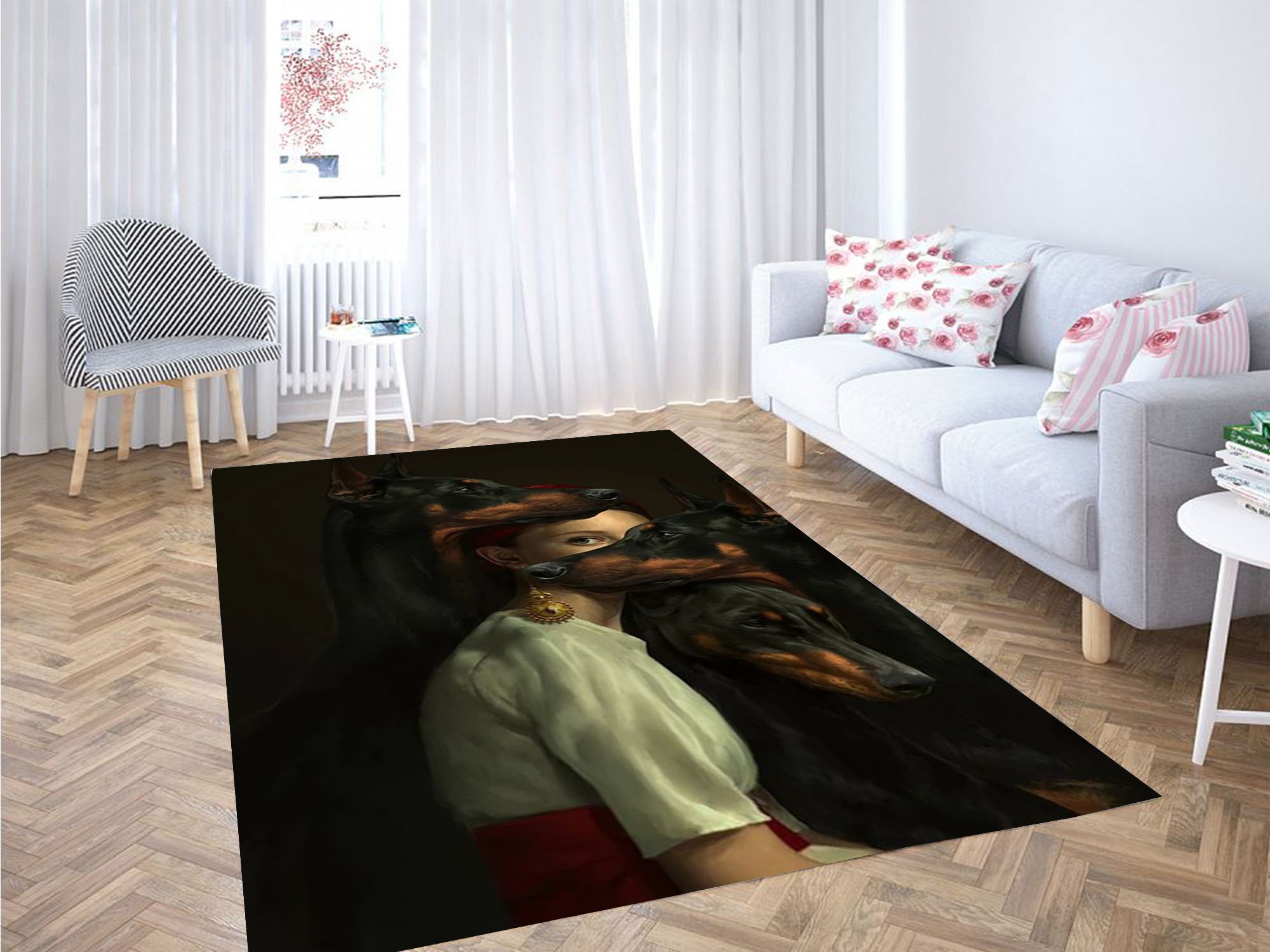 Women And Dogs Wallpaper Carpet Rug