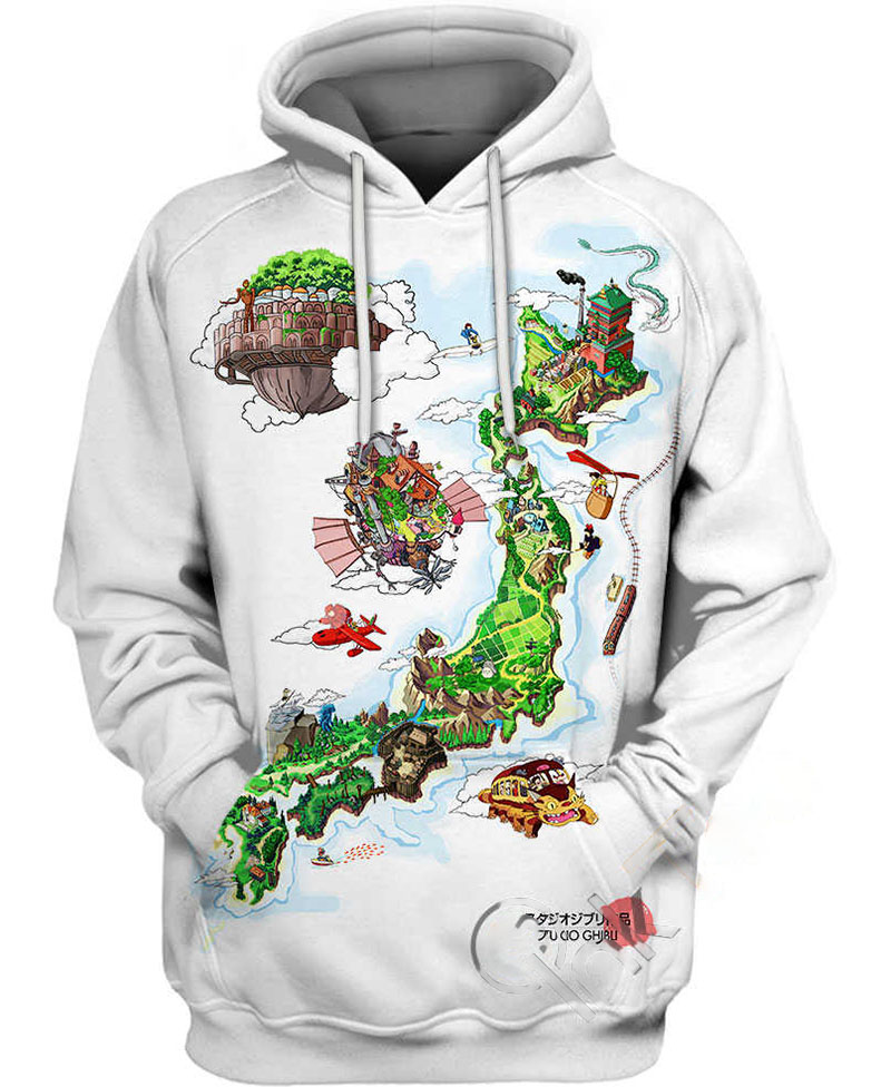 Wonderland Studio Ghibli Map Hoodie 3D