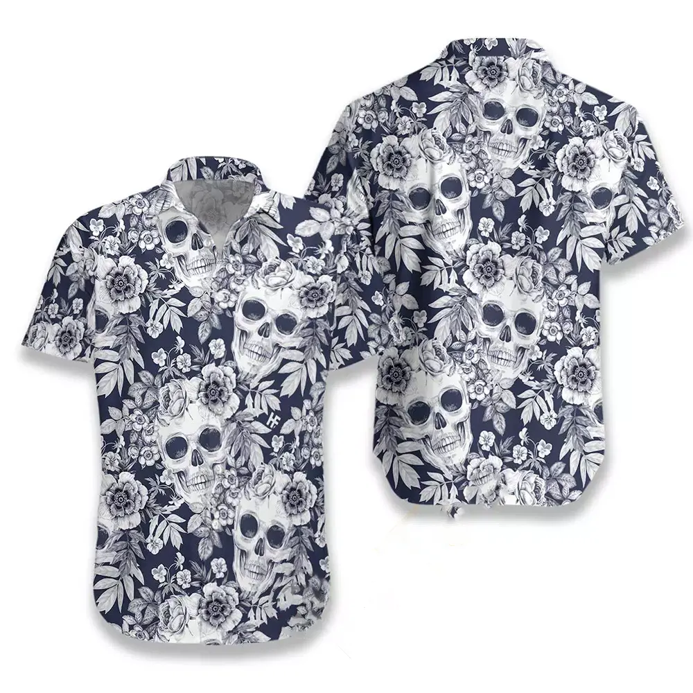 Wreaths Of Garden Flowers And Skulls Hawaiian shirts