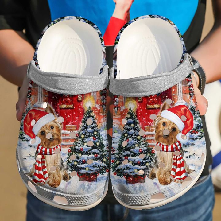 Yorkie Christmas Crocs Clog Shoes