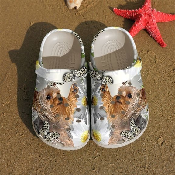 Yorkie Daisy Crocs Clog Shoes