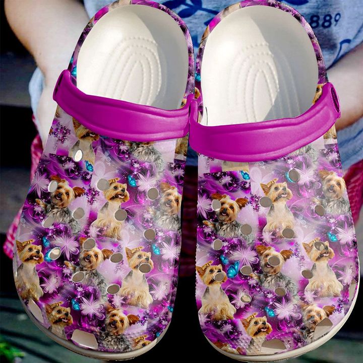 Yorkie Purple Crocs Clog Shoes