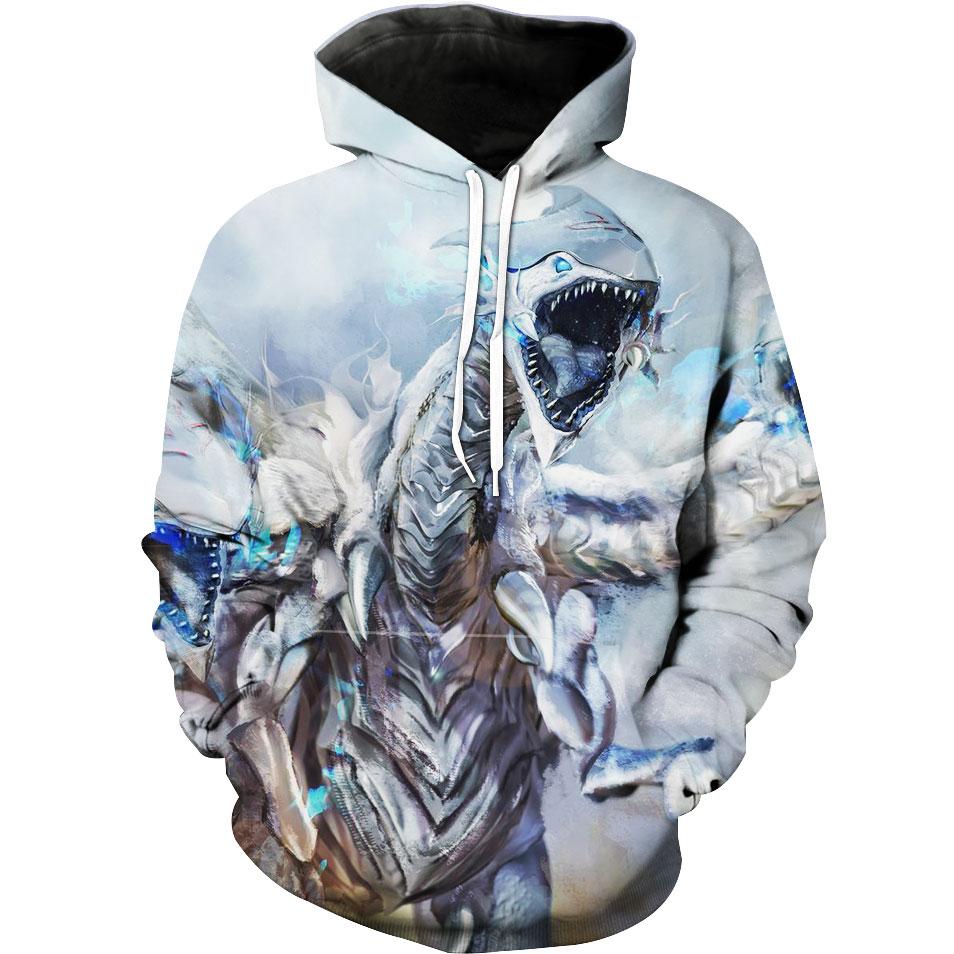 Yugioh Blue Eyes White Dragon Hoodie 3D