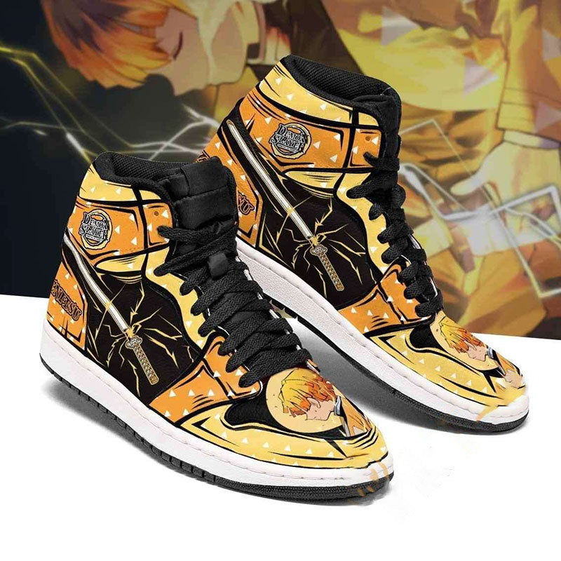 Zenitsu Costume Demon Slayer Sneakers Anime Air Jordan Shoes