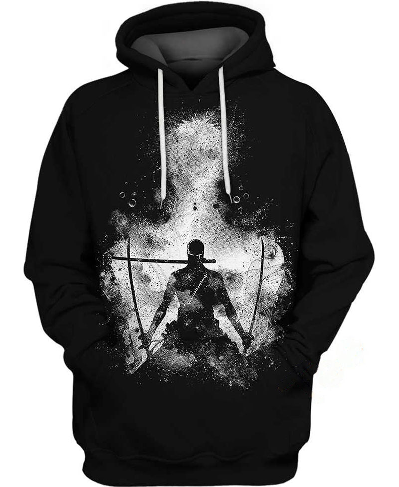 Zoro Black And White Hoodie 3D